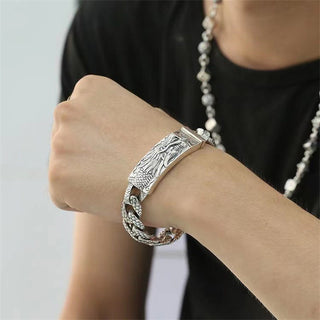 Buddha Gift Retro Dragon Scale Pattern Engraved Protection Bracelet