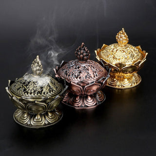 Buddha Gift Tibetan Lotus Shaped Purify Incense Burner