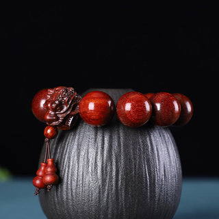 Buddha Gift Rosewood Green Sandalwood Small Leaf Red Sandalwood Dragon Carved Protection Bracelet