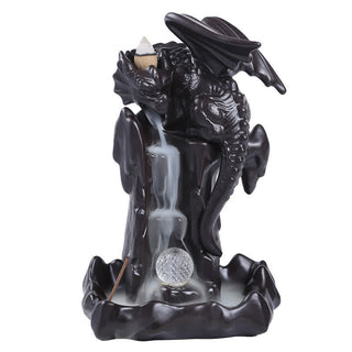 Buddha Gift Nordic Dragon Ceramic Backflow Smoke Fountain Meditation Healing Incense Burner Led Ball Decoration