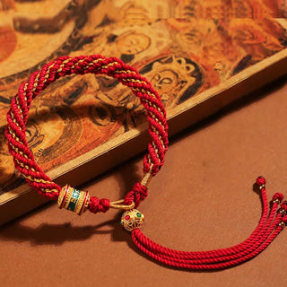 Buddha Gift Tibetan Handmade Luck Thangka Prayer Wheel Charm Weave String Bracelet