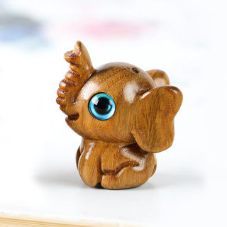 Buddha Gift Sandalwood Small Leaf Red Sandalwood Green Sandalwood Lucky Mini Elephant Carved Protection Decoration