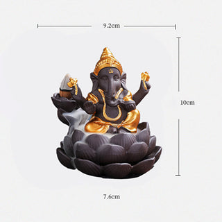 Buddha Gift Ganesh Elephant Purple Clay Backflow Smoke Fountain Protection Incense Burner