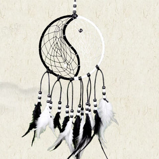 Buddha Gift Yin Yang  Dream Catcher Circular Net with Feathers Balance Decoration