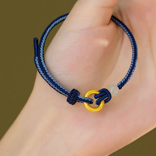 Buddha Gift 999 Sterling Silver Peace Buckle Hetian Jade Rope Fortune Bracelet