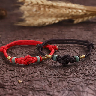 Buddha Gift Red String Jade Luck Fortune Knot Braided Couple Bracelet