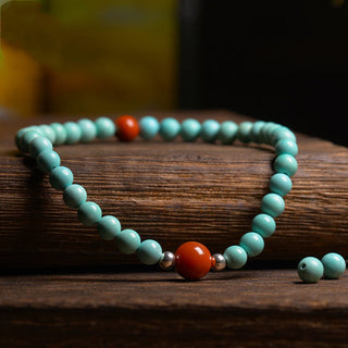 Buddha Gift Turquoise Red Agate Bead Protection Bracelet