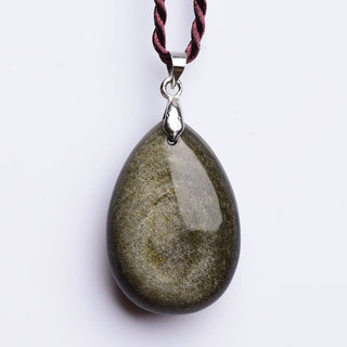 Buddha Gift Gold Sheen Obsidian Black Obsidian Rainbow Obsidian Wealth Water Drop Necklace Pendant