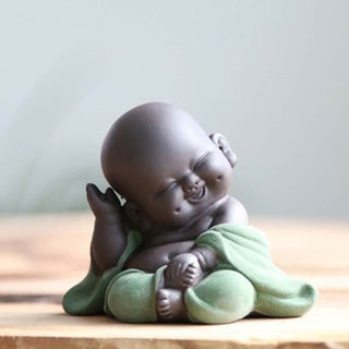 Buddha Gift Always Smiling Laughing Buddha Wealth Luck Purple Clay Maitreya Statue Decoration
