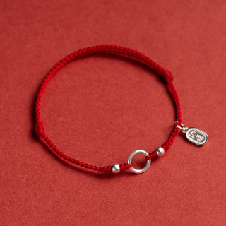Buddha Gift 925 Sterling Silver Lucky Fortune Peace Joy Lotus Peace Buckle Red String Bracelet