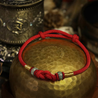 Buddha Gift Red String Jade Luck Fortune Knot Braided Couple Bracelet