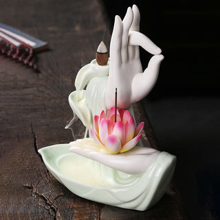 Buddha GiftTibetan Lotus Blessing Incense Burner Decoration