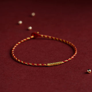Buddha Gift 14K Gold Plated Handmade Red Gold Rope King Kong Knot Braided Luck Bracelet