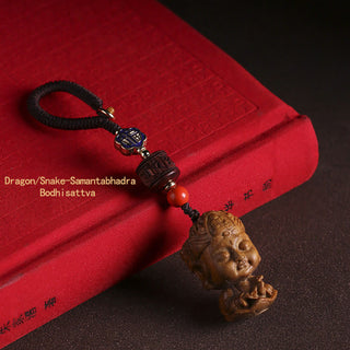 Buddha Gift Chinese Zodiac Natal Buddha Green Sandalwood Om Mani Padme Hum Peace Key Chain