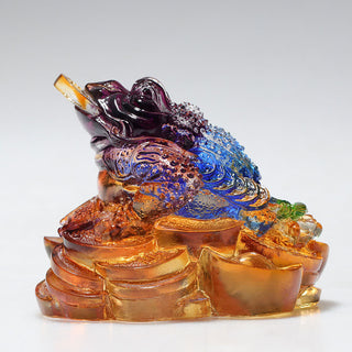 Buddha Gift Feng Shui Frog Handmade Liuli Crystal Art Piece Wealth Home Office Decoration
