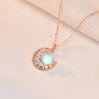 Buddha Gift 925 Sterling Silver Moonstone Moon Pattern Love Necklace Pendant