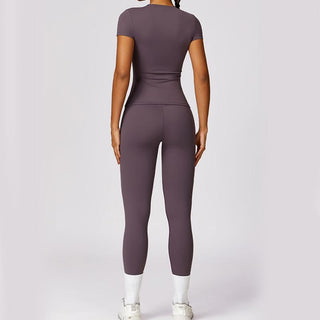 Buddha Gift Women Short Sleeve T-Shirt Top High Waist Leggings Pants For Sports Yoga