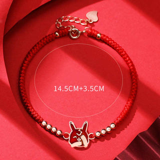 Buddha Gift 925 Sterling Silver Chinese Zodiac Luck Faith Discolor Red String Bracelet