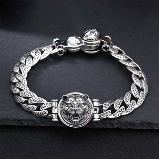Buddha Gift Tiger Tang Dynasty Flower Design Engraved Luck Energy Bracelet