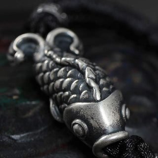 Buddha Gift Silver Luck Koi Fish Braided String Bracelet