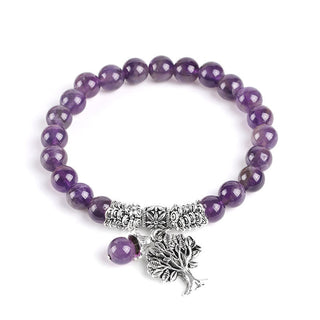 Buddha Gift Natural Gemstone Tree of Life Lucky Charm Stretch Bracelet