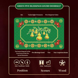 Buddha Gift Five Elements Lucky Crane Gourd Kirin Dragon Axe Nine Koi Fish Non-slip Foot Pad Doormat