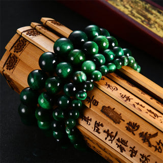 Buddha Gift Natural Green Tiger Eye Strength Bracelet