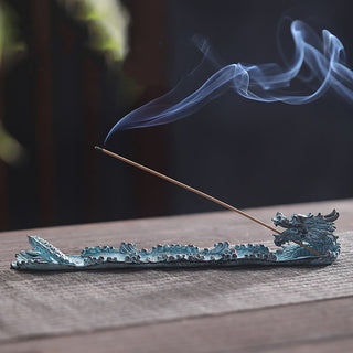 Buddha Gift Auspicious Dragon Strength Alloy Incense Burner Decoration