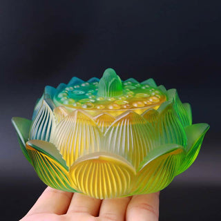Buddha Gift Lotus Liuli Crystal Healing Meditation Incense Burner