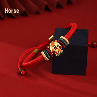 Buddha Gift Handmade 925 Sterling Silver Year of the Dragon Cute Chinese Zodiac Luck Braided Red Bracelet