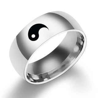 Buddha Gift Yin Yang Balance Titanium Steel Couple Ring
