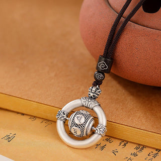 Buddha Gift 999 Sterling Silver Om Mani Padme Hum Engraved Wisdom Necklace Rope Pendant