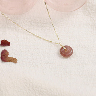 Buddha Gift 925 Sterling Silver Strawberry Quartz Healing Positive Necklace
