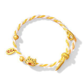 ❗❗❗A Flash Sale- Buddha Gift 925 Sterling Silver Year Of The Dragon Dumpling Design Attract Fortune Luck Braided Bracelet
