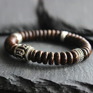 Buddha Gift Natural Tibetan Coconut Shell Om Mani Padme Hum Positive Bracelet