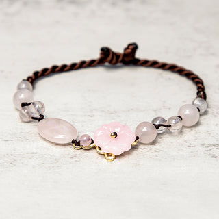 Buddha Gift The Flower of Love Pink Crystal Soothing Anklet