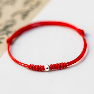 Buddha Gift 925 Sterling Silver Luck Bead Protection Red String Braided Bracelet