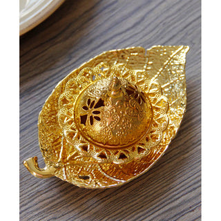 Buddha Gift Tibetan Gold Mini Leaf Coaster Meditation Incense Burner