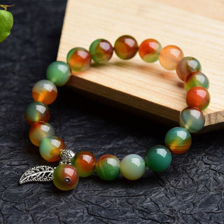 Buddha Gift Tibetan Natural Green Agate Healing Bracelet