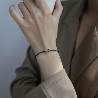 Buddha Gift 14K Gold Plated Black Spinel White Crystal Cute Cat Tridacna Stone Healing Bracelet