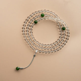 Buddha Gift 108 Beads White Crystal Jade Meditation Bracelet Mala