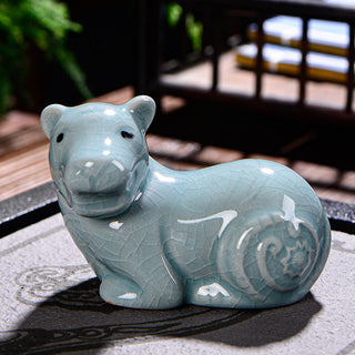 Buddha Gift Chinese Zodiac Wealth Ceramic Tea Pet Home Figurine Decoration