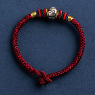Buddha Gift 925 Sterling Silver Tibet Handmade Om Mani Padme Hum Luck Protection King Kong Knot Braided Bracelet