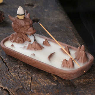 Buddha Gift Dragon Mountain Strength Ceramic Incense Burner Decoration