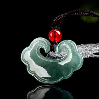 Buddha Gift Natural Green Jade Chinese Lock Charm Luck Necklace Pendant