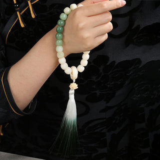 Buddha Gift Natural Gradient Bodhi Seed Fortune Money Bag Lotus Wisdom Tassel Wrist Mala