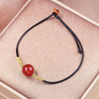 Buddha Gift Natural Red Agate Chalcedony Self-acceptance Confidence String Bead Bracelet Necklace Pendant