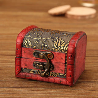 Buddha Gift Retro Small Wood Jewelry Box Lotus Golden Grape Copper Coin Daffodil Grass Flower Jewelry Storage Box