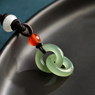 Buddha Gift Natural Hetian Cyan Jade White Jade Double Peace Buckle Success Necklace Pendant