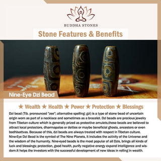 Buddha Gift Tibetan Nine-Eye Dzi Bead Dragon Pattern Om Mani Padme Hum Protection Necklace Pendant